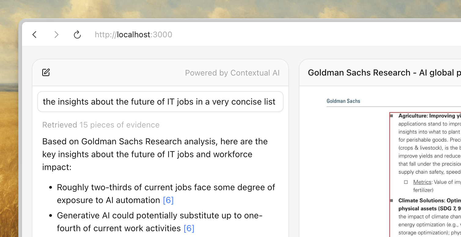 Example screenshot of the complete working example